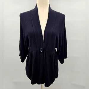 Fever Single Snap Front‎ 3/4 Sleeve Black Cardigan Size Small